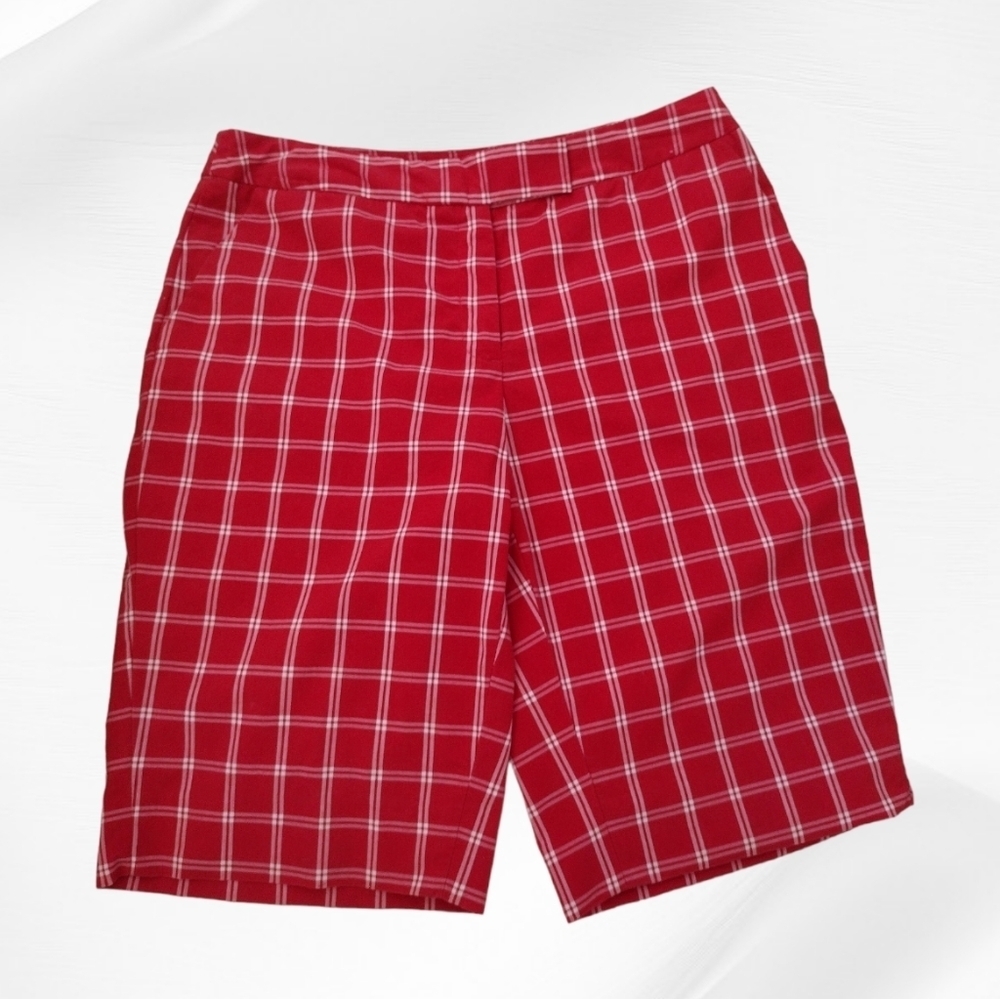 Jones NY Red Plaid Bermuda Shorts Sz 6p